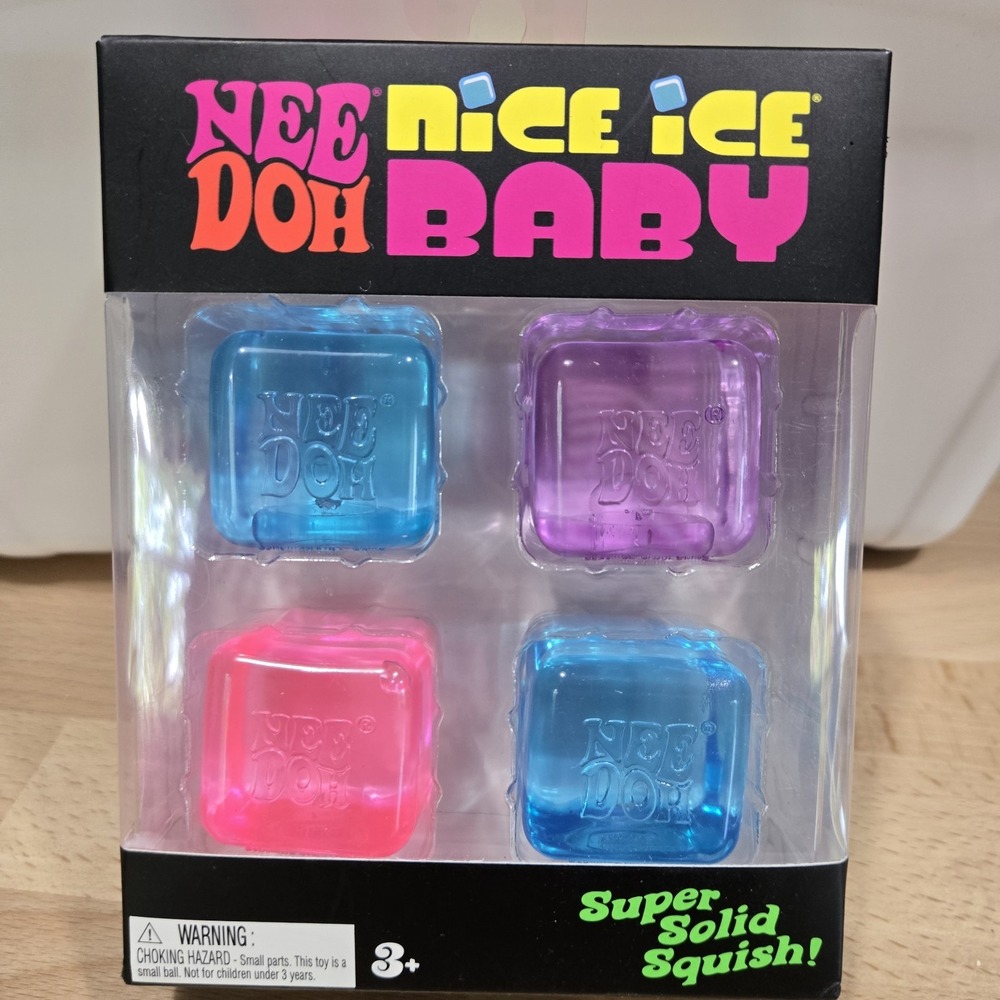 NeeDoh Nice Ice Baby 4 pack, Set of Four Nee Doh Mini Nice Cube Pink Blue Purple